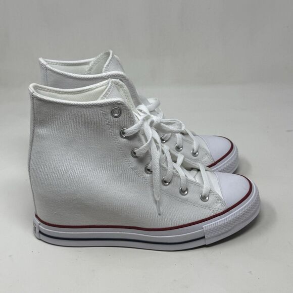 Converse All Star Hidden Wedge Sneakers Womens 11 White Canvas Hi Top Shoes - Picture 2 of 16